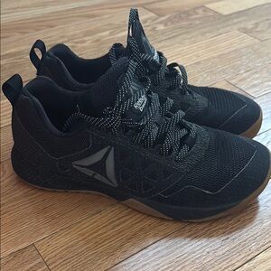 Reebok Black Nano Cross-Training Shoes with gum bottom. Rare color.